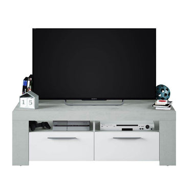 Curro White Gloss & Grey TV Cabinet: Modern Entertainment Unit with Ample Storage - UK Luxury Furniture